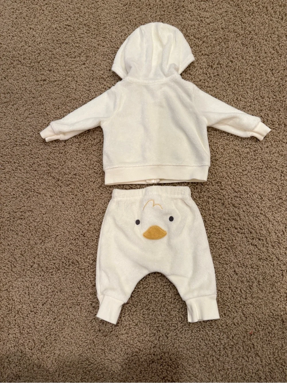 Carter’s Newborn Cream Terry Cloth Cotton Duck Zip-Up Hoodie & Sweatpants